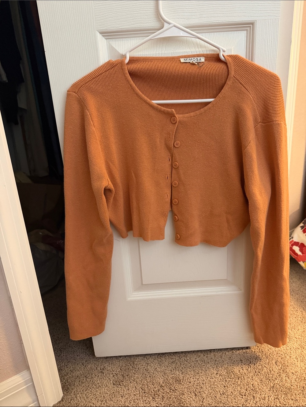 Mimosa Women's Cropped Button Cardigan - Rust Orange